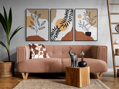 Bohemian Art abstract shapes art print bohemian boho boho elements botanical design earth tone color floral flower graphic design home decor wall art home design illustration landscape mid century modern nature sun terracotta vase