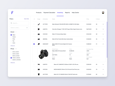 SaaS Application - Inventory Management System application business data table ecommerce inventory menubar product details product row product table products saas saas specialist sidemenu uidesign warehouse web app