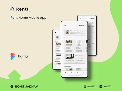 Home on rent Mobile app app application complete design figma mobile screen ui uidesign uiux userinterface ux uxdesign