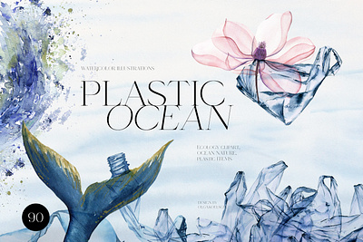 Plastic ocean illustrations branding design ecological floral graphic design illustration logo ocean pattern plastic pollution poster sea illustration seamless pattern set design sustainability wall art watercolor watercolor ocean whales