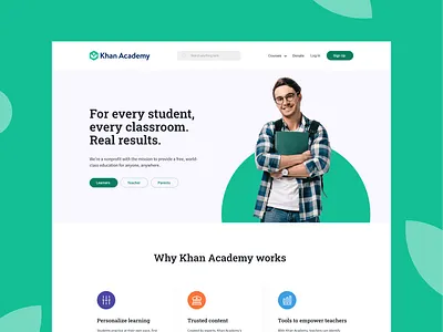 khan Academy Website Redesign clean ui design education landign page ui uidesign website website design