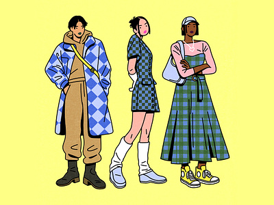 Street style checkers fashion gingham girls illustration korean lookbook looks street street style style tartan