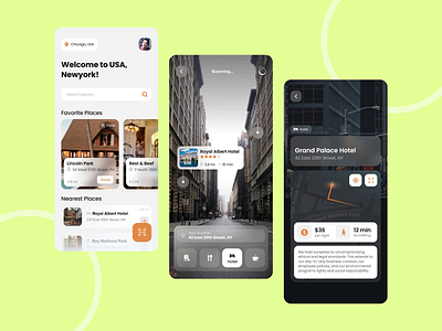 Travel AR (Augmented Reality) App adobe xd application design design illustration logo minimal minimalist mobile ui travel trending ui visualization