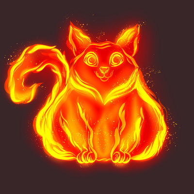 Fire cat cat character character design design fire illustration material material study texture