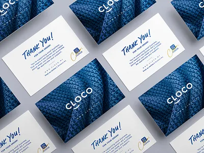 CLOCO badge blue brand branding business card clothing company corporate design emblem graphic identity illustration logo mark minimal name simple thank you