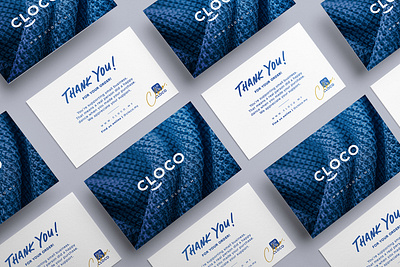 CLOCO badge blue brand branding business card clothing company corporate design emblem graphic identity illustration logo mark minimal name simple thank you