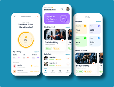 Fitness Mobile App app design illustration typography ui ux