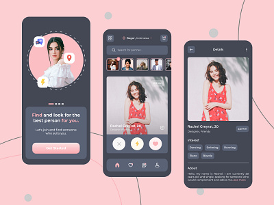 Dating App - Dark Mode app branding clean design illustration logo ui uidesign vector web