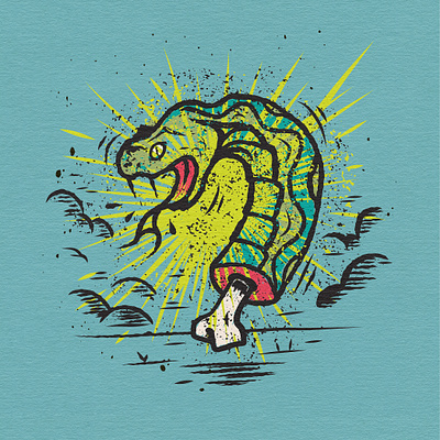 Firecracker smacker battle bone dead explosion illustration retro scene snake texture vector