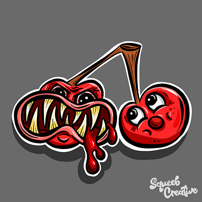 The Angry Cherry Mascot Logo Design cherry cartoon