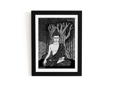 The Flow of Energy buddha design illustration zentangle art