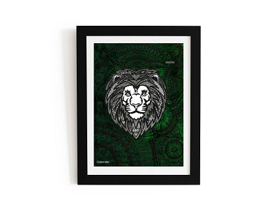 In his element design illustration lion zentangle art