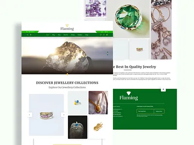 Flaming Jewelry Website UI Design branding cards clean ecommerce elegant flaming graphic design jewelry jewelry shop landing page luxury prime ui uiux ux web website