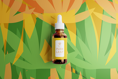 Pure Leaf CBD Oil Bottle Packaging bold design brand brand development branding cbd design graphic design hemp illustration logo logo design package design packaging pattern pattern design product packaging tropical pattern unique design vector