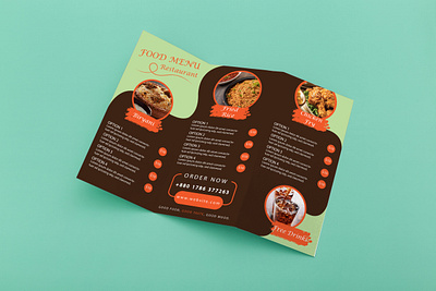 Tri-fold Food Menu Card brochure digital menu flyer food food flyer food menu food menu card food poster graphic design menu card menu design restaurant restaurant menu