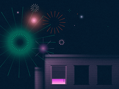 2022 💥🦠⚡️ 2022 2d design firework fireworks flat gradient grain happy new year illustration minimal new years new years eve night nye sky stars texture vector window