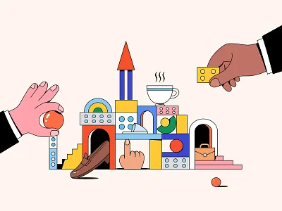 Designing the Hybrid Office 2d buildingblock business covid design editorial editorial illustration editorialillustration flat graphics hand icon illustration illustrator leadership logo office vector wfh work