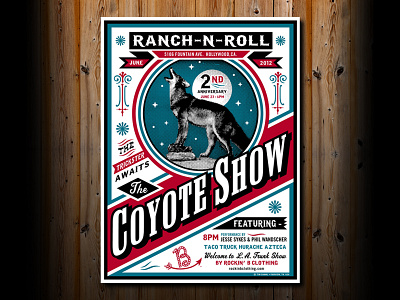 Ranch-N-Roll Coyote Show poster design badge branding design graphic design illustration logo poster poster design retro