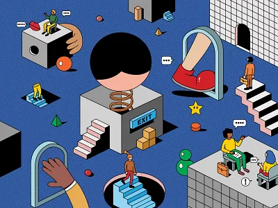 Making Exit Interviews Count 2.5d business character covid design editorial editorial illustration flat geometric graphic design graphics illustration illustrator isometric leadership minimal object space tech vector