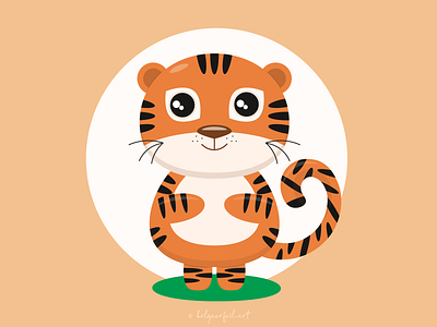 tiger animals cute flat illustration tiger vector