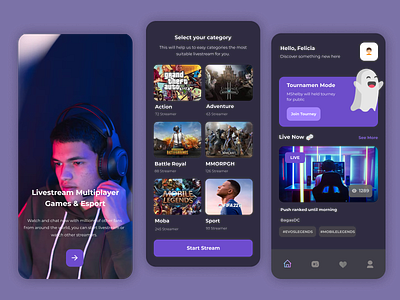 Wartube // Mobile Screens design game graphic design landing page live stream mobile screen mockup mockup design ui uiux website