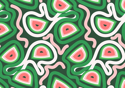 Abstract watermelons pattern abstract dark green drawing green pink watermelons