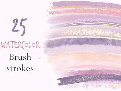 Purple Watercolor BrushStrokes Clipart branding brush brushstrokes design digital download etsy glitter logo paint pastel watercolor