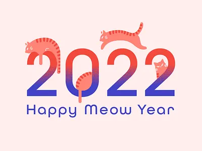 Happy Meow Year 2022 animal cat design graphic illustration typography