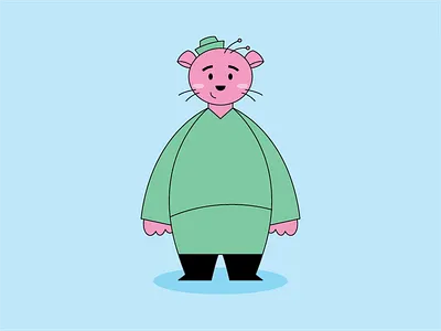 Meet Otis alien bear blue character design digital illustration flat design green hat illustration kids pink scientist vector