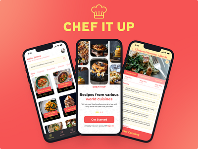 Chef It Up - Recipes App UI app case case study cooking design illustration product design recipes ui ui design uiux case study ux