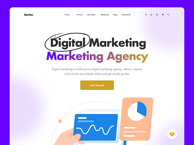 Digital Marketing Hero UI design digital hero landing page marketing sketch ui user interface ux