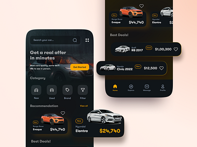 Car Shop / Marketplace App UI Design app home app icons app landing page car buy car sell car selling car shop car store dark mode ecommerce mobile app mobile app design mobile ui design mobile uiux mobile ux design online shop product shop app store app design