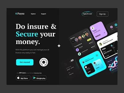 Finance website landing page UI app bank banking crypto finance finance website fintech landing landing page landingpage money payment product designer ui ux visual design wallet web page webpage website