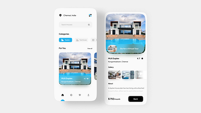 Home Rental App UI Design apartment designs app app design app designer booking construction elite apartment home rent house house rent minimal mobile mobile app real estate rent rent app rent property rental renting ui