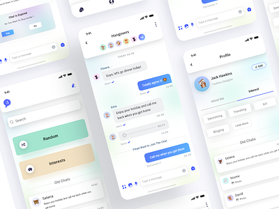 Chatting App app app design blue branding chattingapp chattingappconcept clean cleandesign colorful dailyui design glasseffects graphic design logo mobileapp mobileappdesign onboarding ui ux