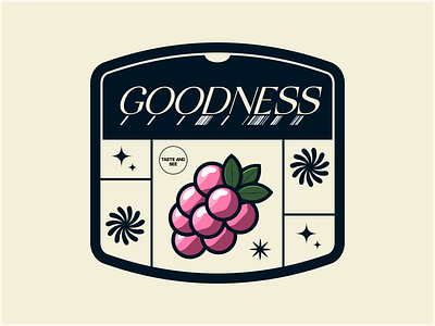 Goodness badge design branding fruit icon design iconography icons label design star typography design vector illustration
