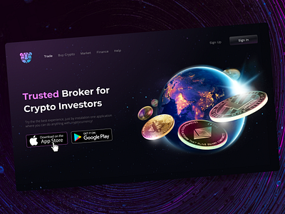 Trading Platform - Website Hero Section 3d black blockchain branding creative design graphic design illustration landing page minimal modern space sphere ui ui design visual design web web 3 webdesign website