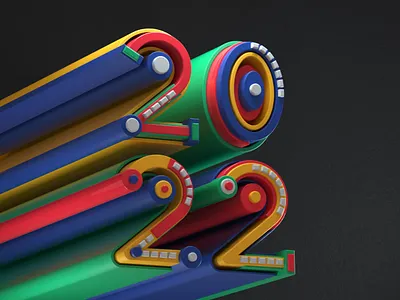 Happy New Year 2022 2022 3d 3dillustration artdirection balance colors digitalart illustration illustrator modeling newyear shapes tipografia type typography
