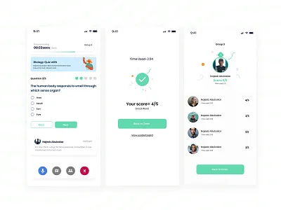 Quiz App + Leaderboard competition design highschool iosapp leaderboard learningapp mobileui performance quiz quizapp school schoolapp ui uxapp