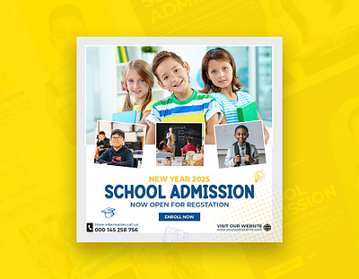 School Admission Social Media Post Web Banner Design admission banner admission open banner back to school banner banner ads banner design design education banner facebook post flyer graphic design instagram post design learning school admission social media post web banner