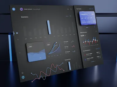 Wallet Dashboard 3d admin app blender branding chart dashboard design fintech graphic design illustration logo minimal panel typography ui ux vector wallet