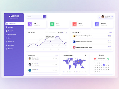 Dashboard for E Learning Platform 3d admin dashboard adobe photoshop adobe xd creative design dashboard design dashboard ui design e learning e learning dashboard education educational admin dashboard figma graph icon learning online course online education ui visual design