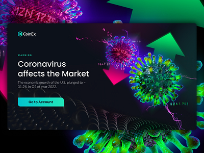 Landing Page - Coronavirus (COVID) and Trading 2d 3d black blender branding c4d coronavirus covid dailyui design graphic design hero section landing page minimal trading ui web web design webdesign website