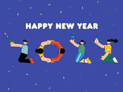 Happy New Year design flat illustration illustrator minimal ui vector
