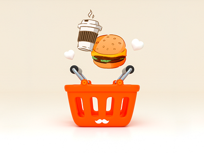 Basket Rappi - Restaurants 3d app basket burger cd4 coffee illustration octane rappi restaurant