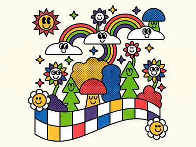 Rainbow Road blue character color design fun green happy illustration purple rainbow red vector yellow