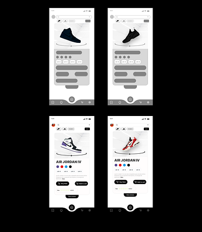 E-commerce Shoe App (wireframe included) app app design appdesign behance daillyui e commerce ecommerce figma product design shoe app ui ui design uiux uiux design ux ux design wireframe