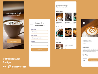 Coffeshop AppDesign app coffe coffeshop ui uiux ux