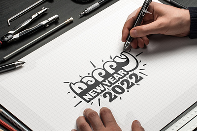 Happy New Year! branding custom typography design flat logo graphic design hand drawn hand lettering happy new year illustration lettering logo logo design logodesign new year signature typography ui vector