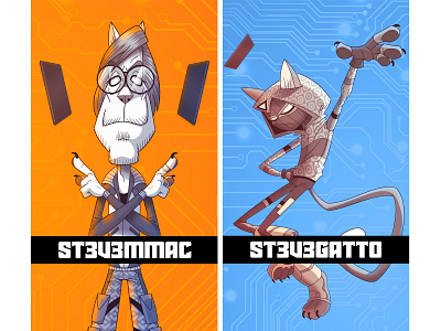 Personagens do Gattuniverso cartoon design de personagens gatos ilustração livro quadrinhos sci fi